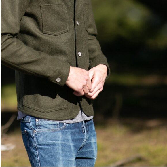 Gustin #9 Engineer Jacket Wool Work Coat Shirt - Big Wool Olive Green | XXL - Picture 2 of 14